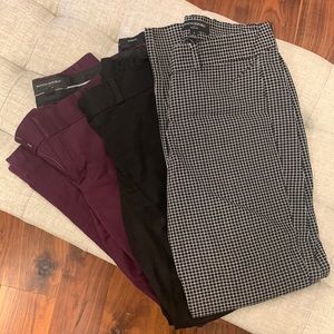 Banana Republic Sloan fit dress pant set of 3 black, maroon/wine, box pattern